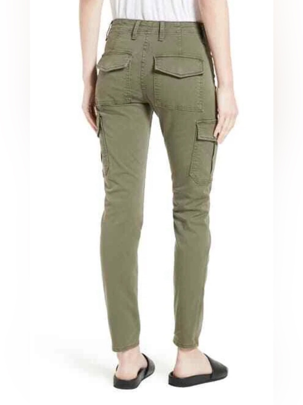 Vince brand olive green cargo pants mid rise slim fit utility pockets 29